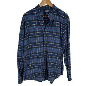 Lands End Mens Traditional Fit Long Sleeve Button Down Plaid Flannel Shirt L